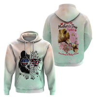 Pastel mint and cream pullover hoodie with bear graphic, paw prints, and floral design