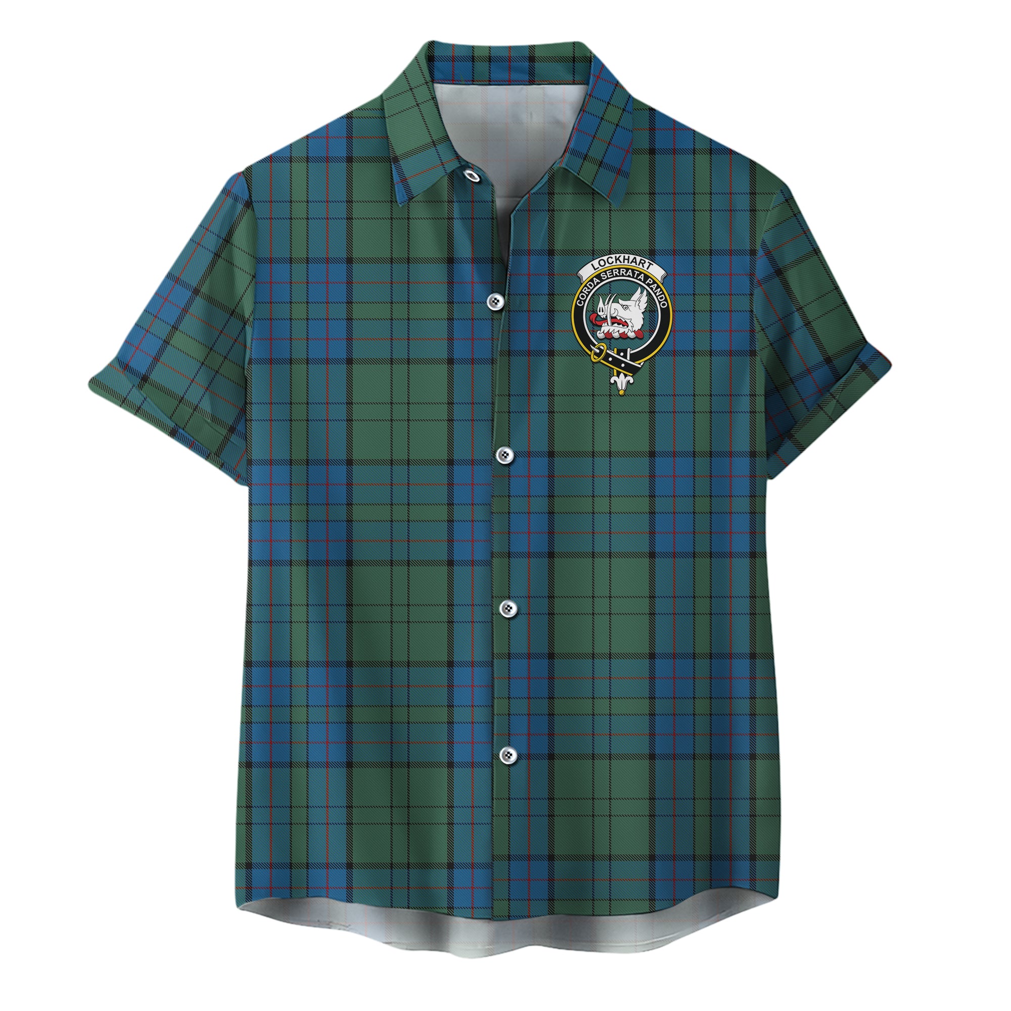 scottish-lockhart-clan-crest-tartan-hawaiian-shirt