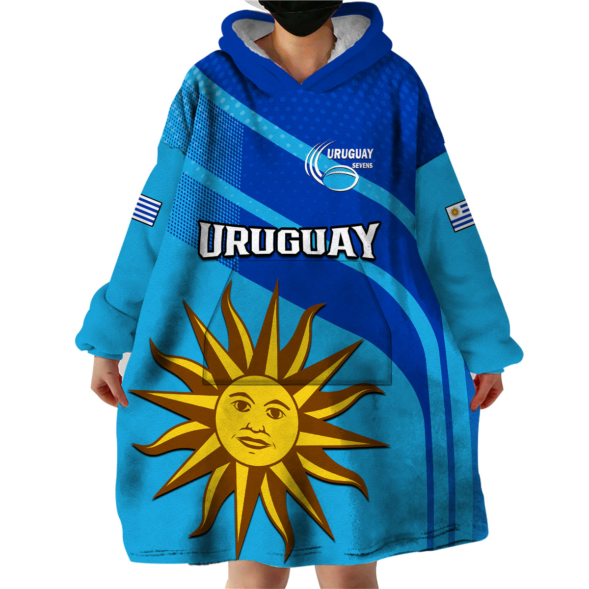 Uruguay Rugby 7s Sporty Style Wearable Blanket Hoodie - Wonder Print Shop