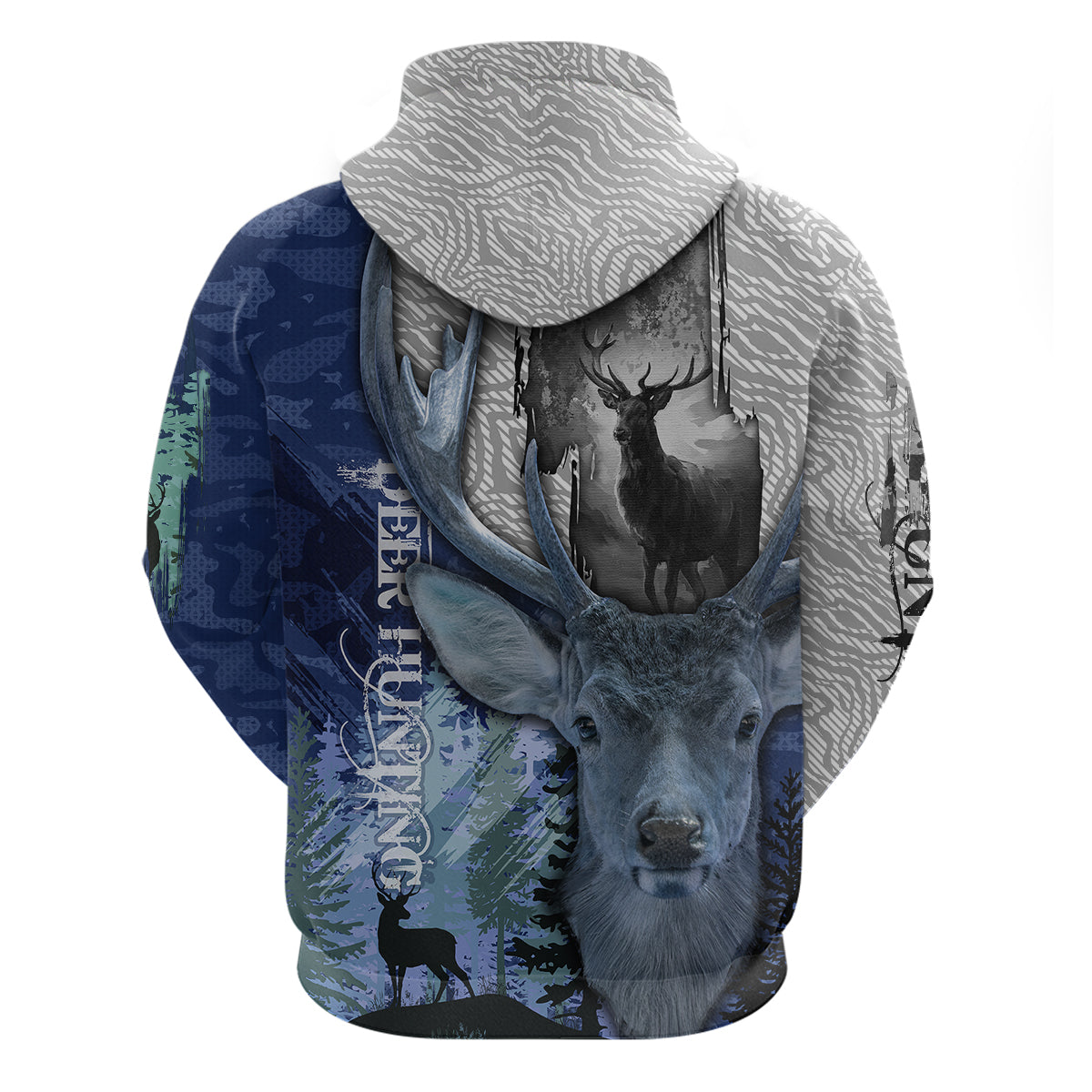 Deer Hunting Stag In The Night Abstract Pattern Hoodie - Wonder Print Shop