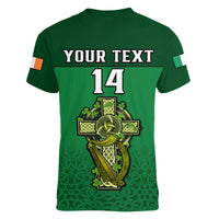 (Custom Text And Number) Ireland Rugby 2023 Champions Six Nations Irish Proud Women V Neck T Shirt - Wonder Print Shop