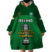 (Custom Text And Number) Ireland Rugby 2023 Champions Six Nations Irish Proud Wearable Blanket Hoodie - Wonder Print Shop