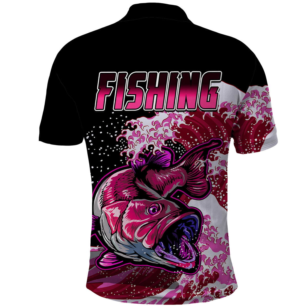 Largemouth Bass Fishing Polo Shirt Red - Wonder Print Shop