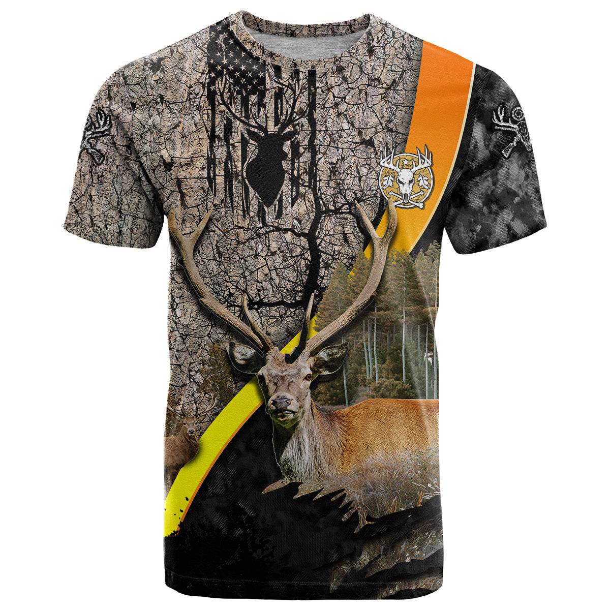 Deer Hunting Old Tree Bark Texture Gray Abstract Pattern T Shirt - Wonder Print Shop