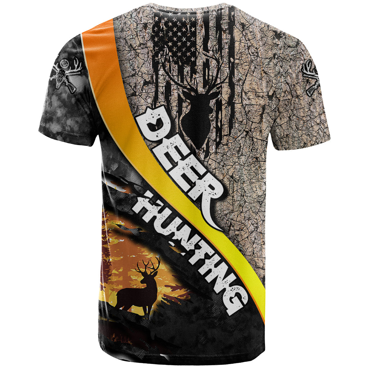 Deer Hunting Old Tree Bark Texture Gray Abstract Pattern T Shirt - Wonder Print Shop