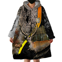 Deer Hunting Old Tree Bark Texture Gray Abstract Pattern Wearable Blanket Hoodie - Wonder Print Shop
