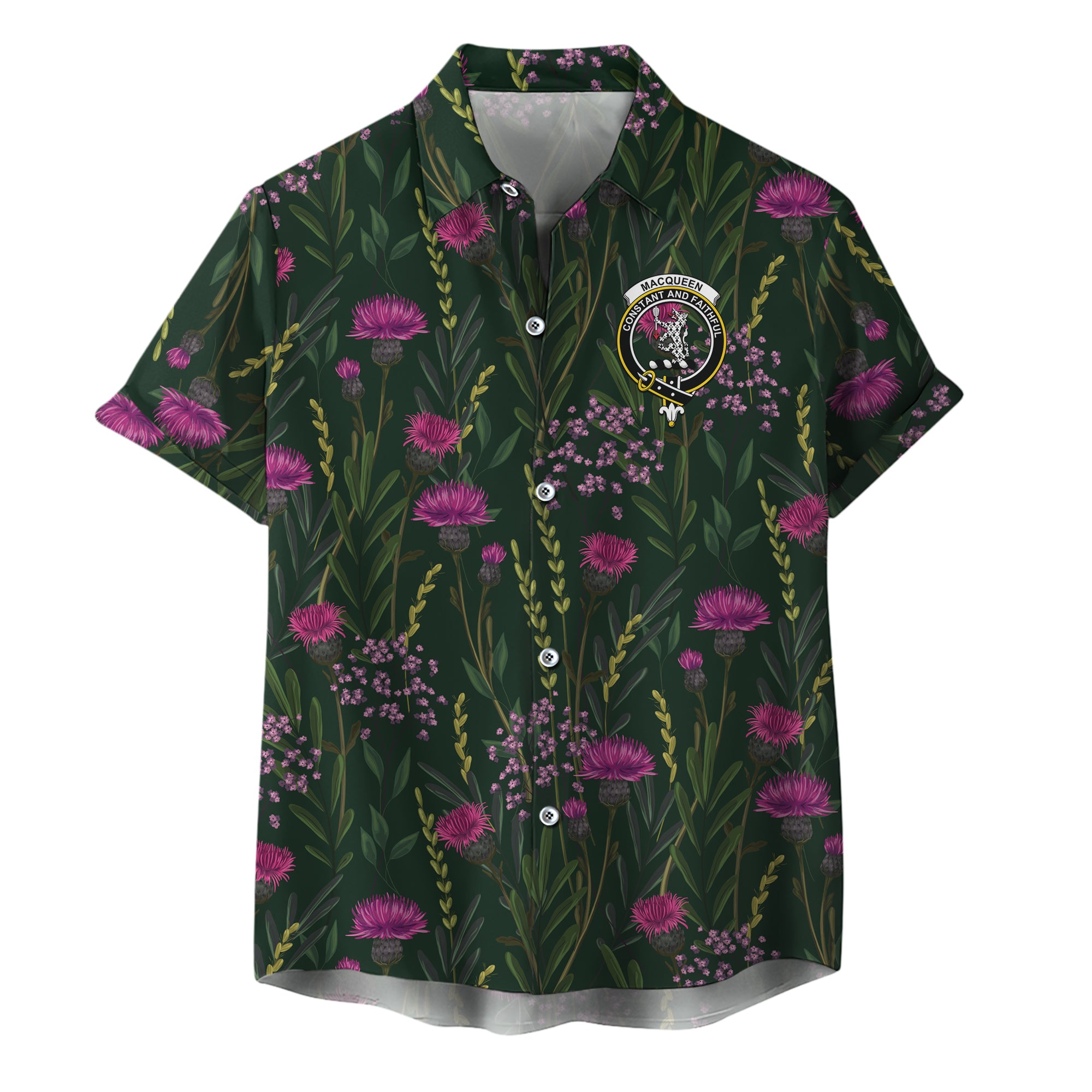 scottish-macqueen-clan-crest-thistle-hawaiian-shirt