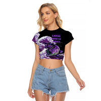 (Custom Personalised) Bass Fishing Purple Raglan Cropped T Shirt - Wonder Print Shop