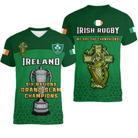 Ireland Rugby 2023 Champions Six Nations Irish Proud Women V Neck T Shirt - Wonder Print Shop