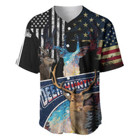 Deer Hunting American Flag Tie Dye Forest Painting Pattern Baseball Jersey - Wonder Print Shop