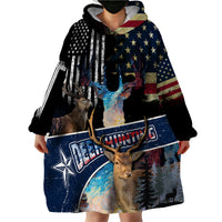 Deer Hunting American Flag Tie Dye Forest Painting Pattern Wearable Blanket Hoodie - Wonder Print Shop