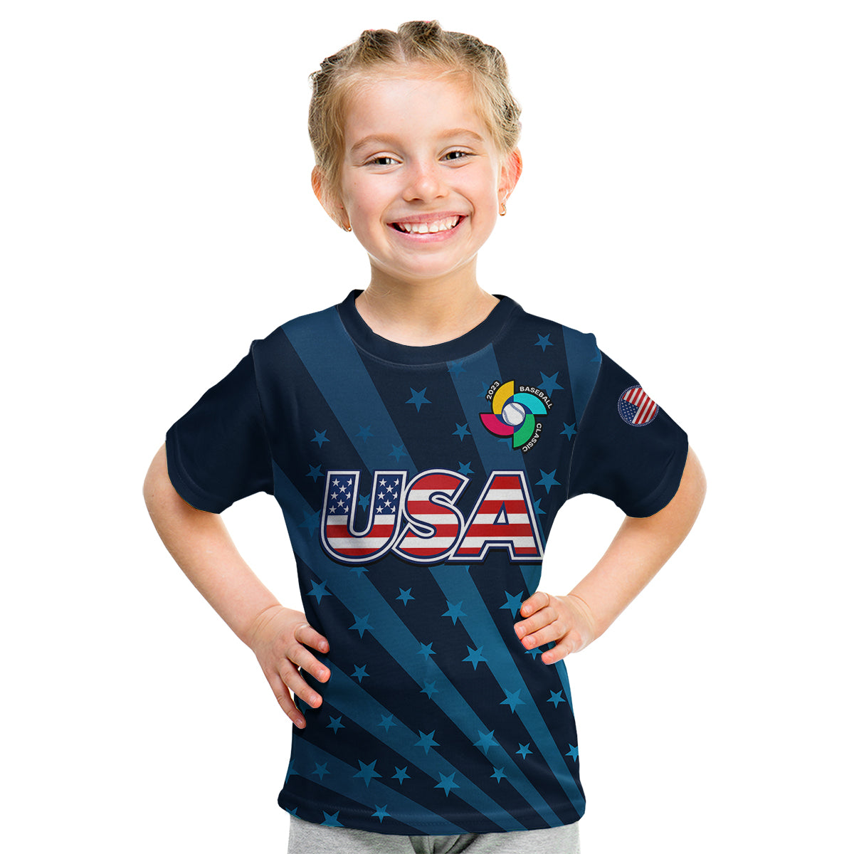 (Custom Personalised) United States 2023 Baseball Classic Kid T Shirt - Wonder Print Shop
