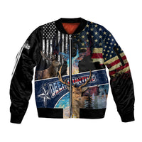 Deer Hunting American Flag Tie Dye Forest Painting Pattern Sleeve Zip Bomber Jacket - Wonder Print Shop