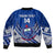 (Custom Text And Number) Samoan Rugby Manu Samoa 7s Polynesian Pattern Sleeve Zip Bomber Jacket - Wonder Print Shop