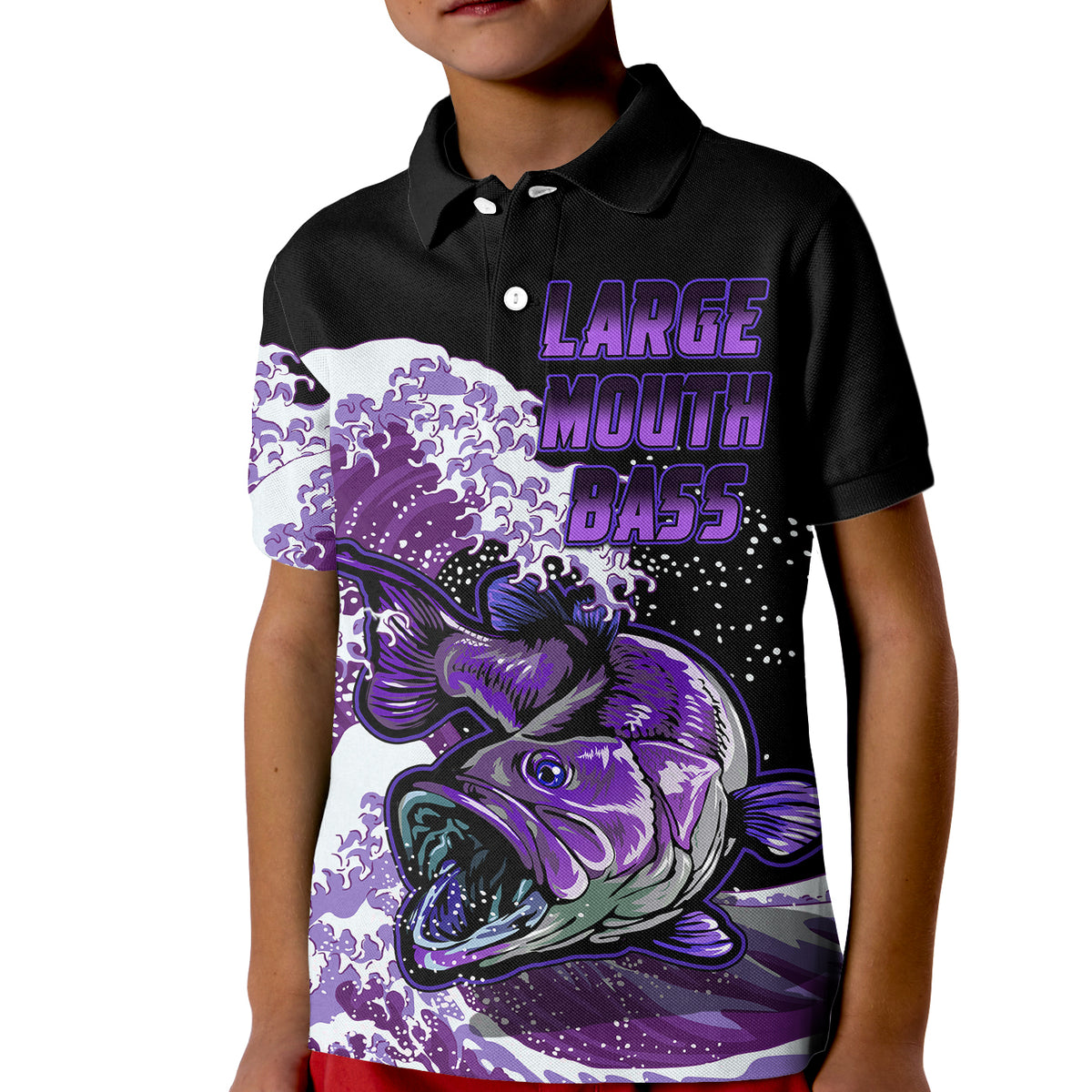 Custom Bass Fishing Purple Polo Shirt for Kid - Wonder Print Shop