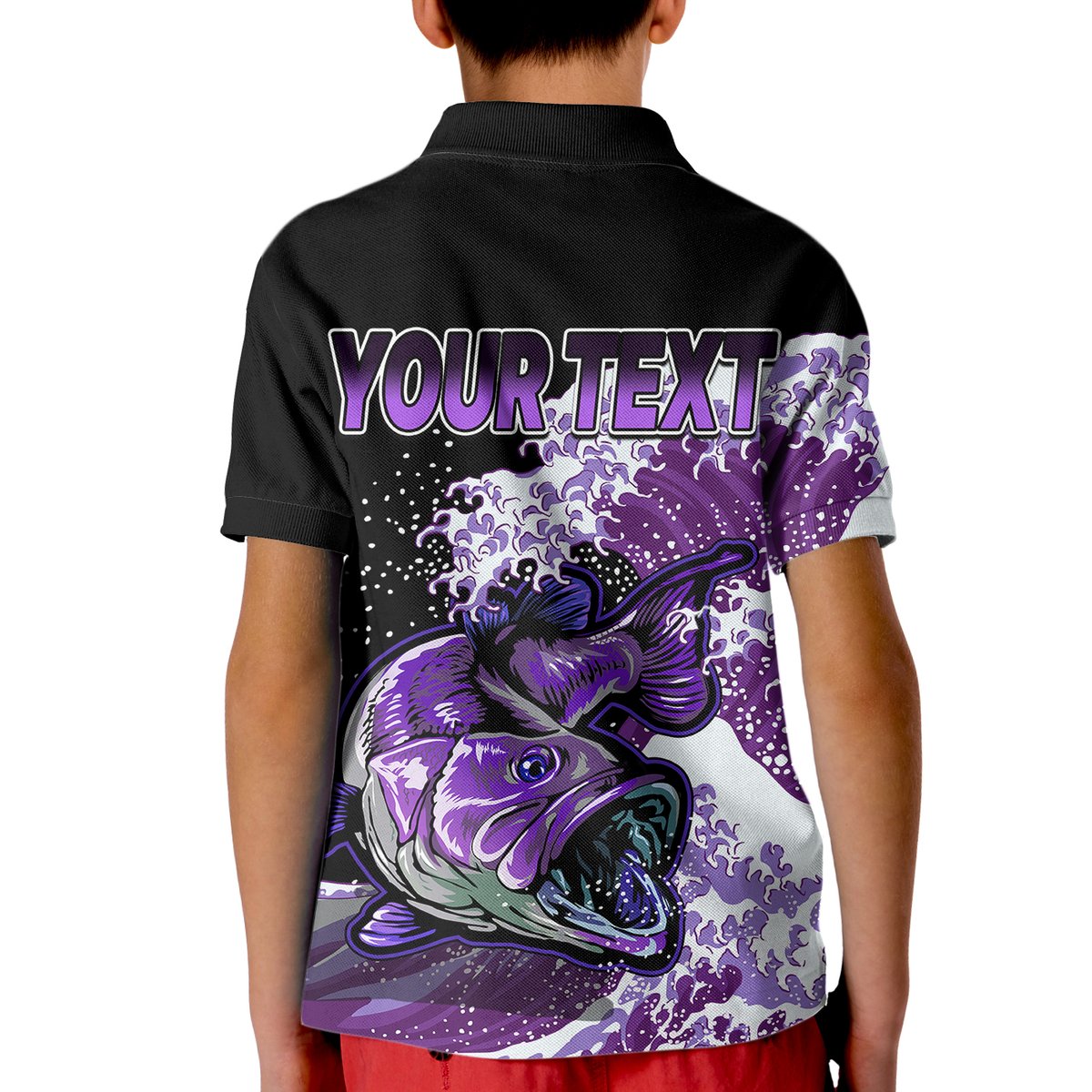 Custom Bass Fishing Purple Polo Shirt for Kid - Wonder Print Shop