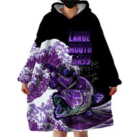 (Custom Personalised) Bass Fishing Purple Wearable Blanket Hoodie - Wonder Print Shop