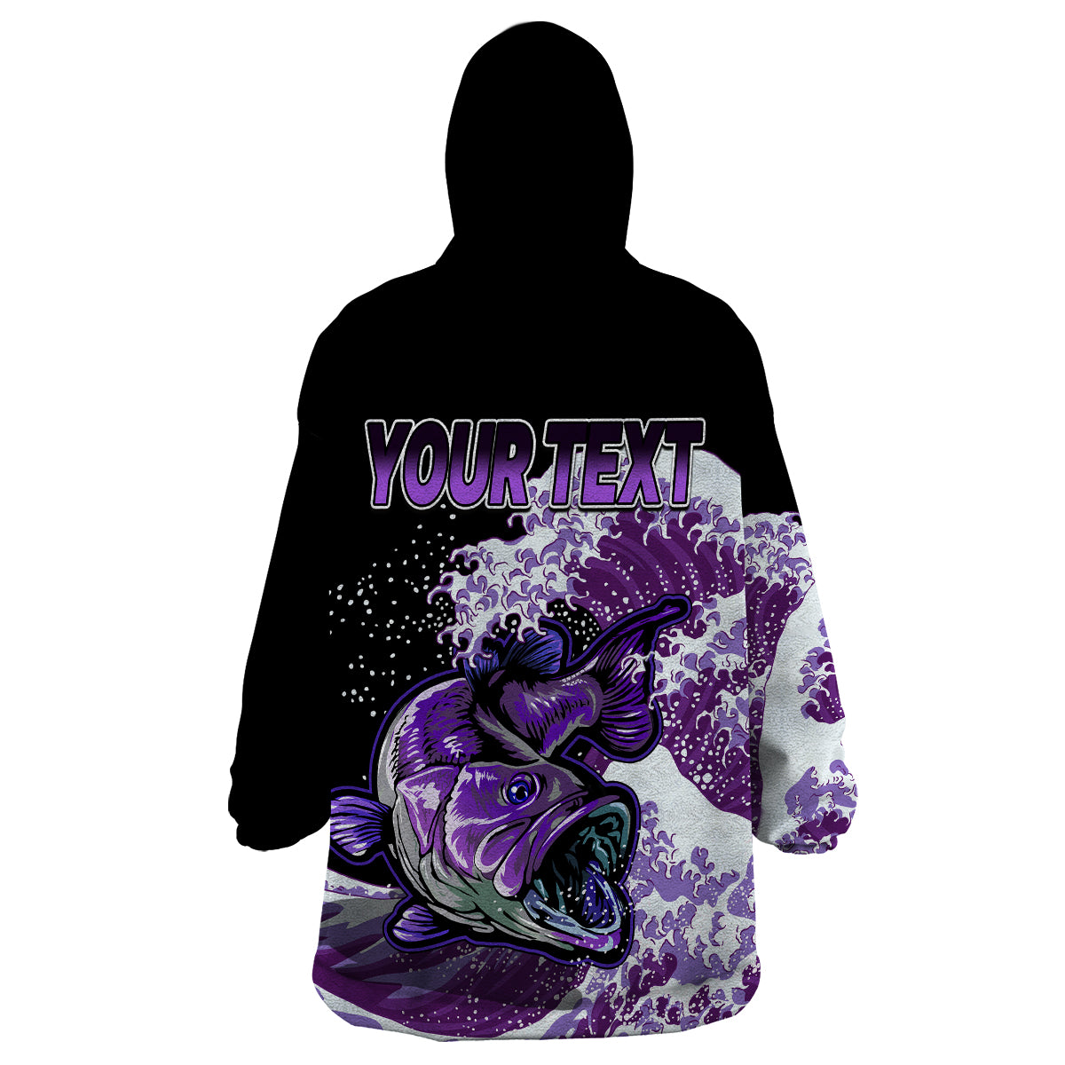 (Custom Personalised) Bass Fishing Purple Wearable Blanket Hoodie - Wonder Print Shop