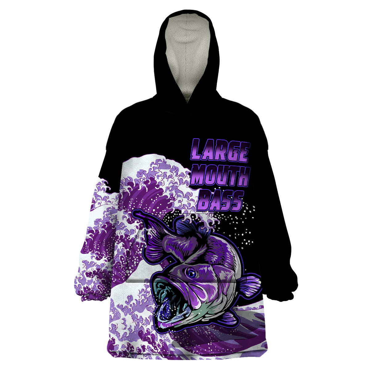 (Custom Personalised) Bass Fishing Purple Wearable Blanket Hoodie - Wonder Print Shop