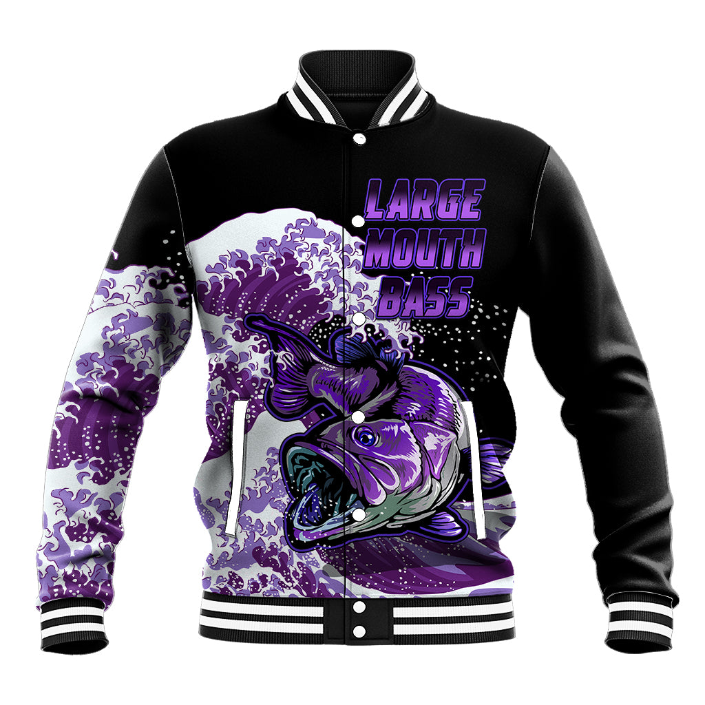 (Custom Personalised) Bass Fishing Purple Baseball Jacket LT9 - Wonder Print Shop