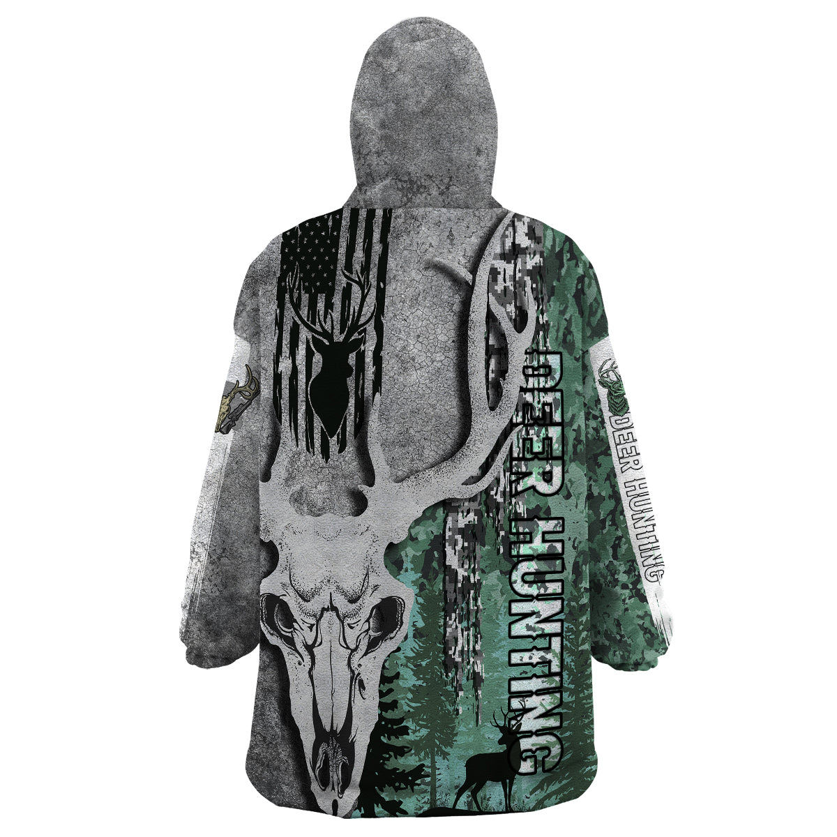 Deer Hunting Abstract Dark Forest Pattern Wearable Blanket Hoodie - Wonder Print Shop