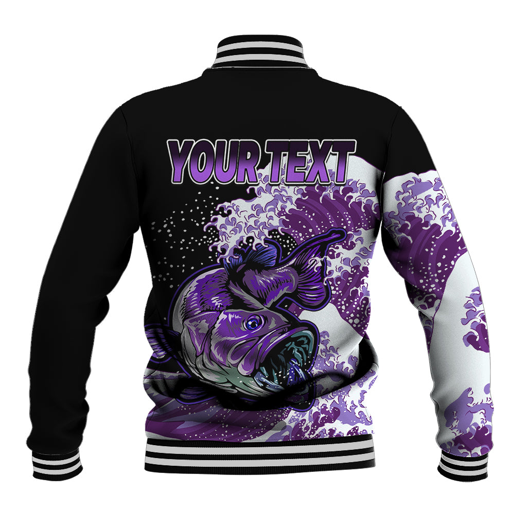 (Custom Personalised) Bass Fishing Purple Baseball Jacket LT9 - Wonder Print Shop