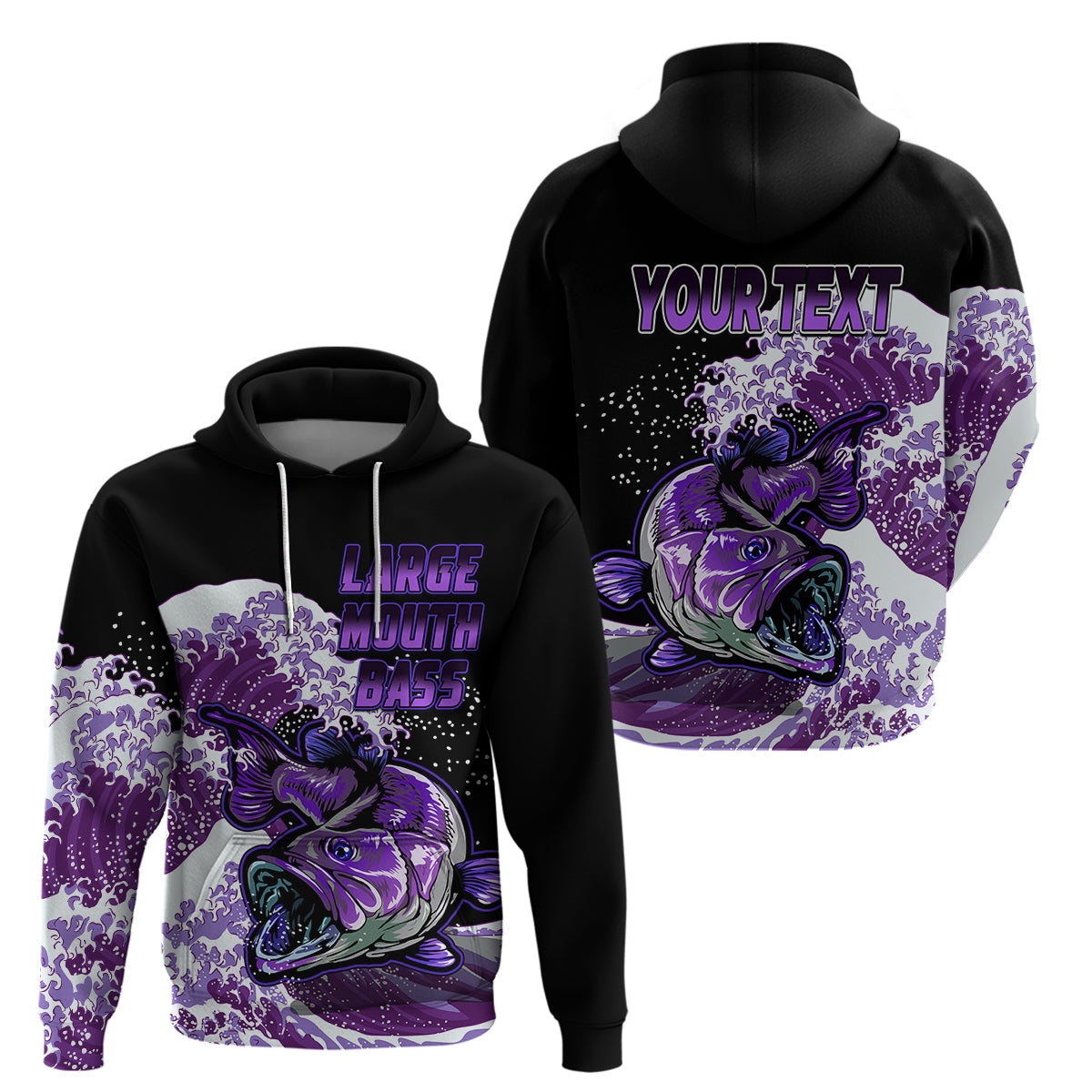Custom Bass Fishing Hoodie Purple - Wonder Print Shop
