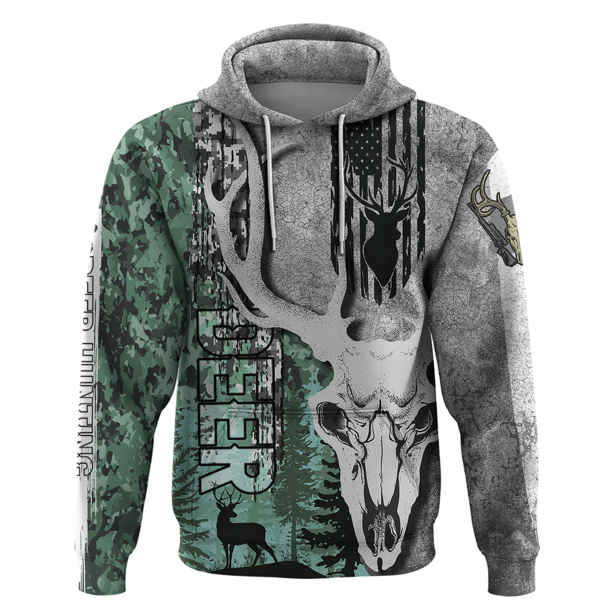 Deer Hunting Abstract Dark Forest Pattern Hoodie - Wonder Print Shop