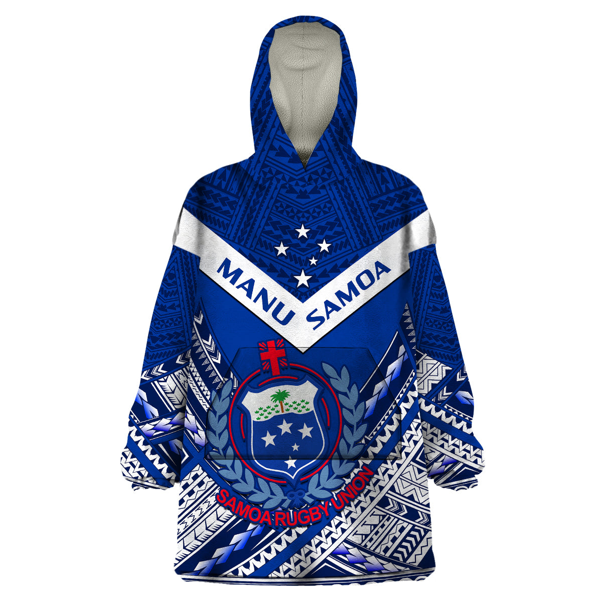 Samoan Rugby Manu Samoa 7s Polynesian Pattern Wearable Blanket Hoodie - Wonder Print Shop