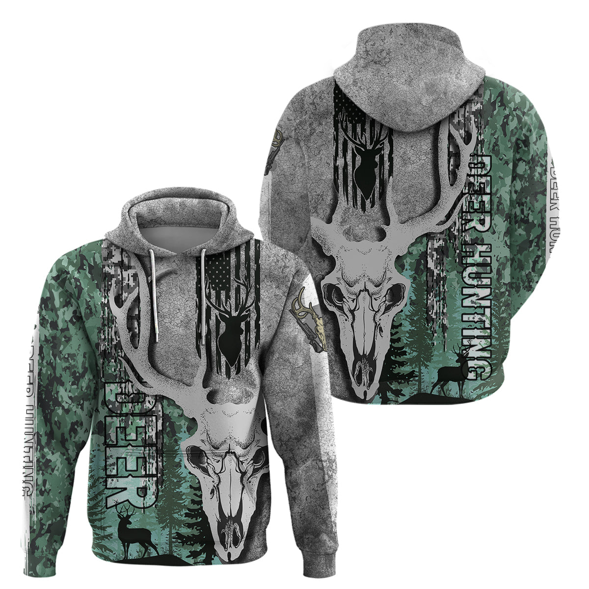 Deer Hunting Abstract Dark Forest Pattern Hoodie - Wonder Print Shop