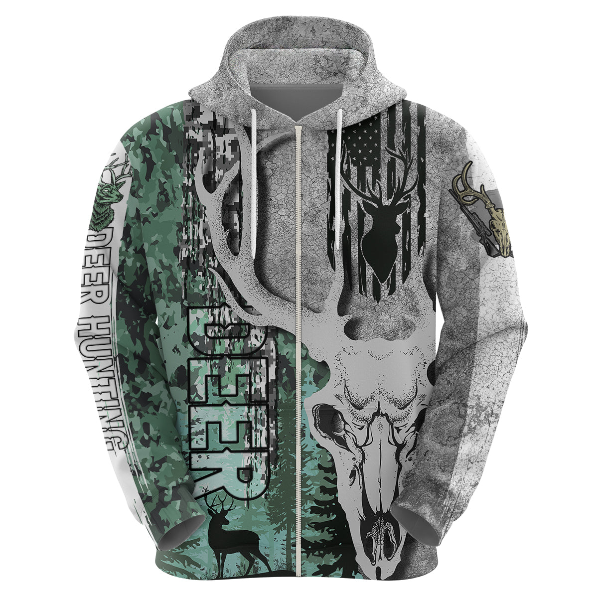 Deer Hunting Abstract Dark Forest Pattern Hoodie - Wonder Print Shop