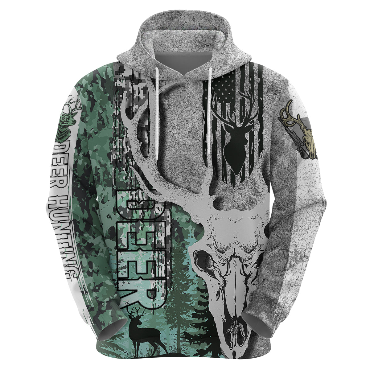 Deer Hunting Abstract Dark Forest Pattern Hoodie - Wonder Print Shop