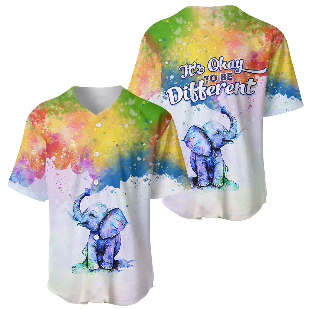 Autism Elephant Watercolor Style - It's Okay To Be Different Baseball Jersey TS07 - Wonder Print Shop