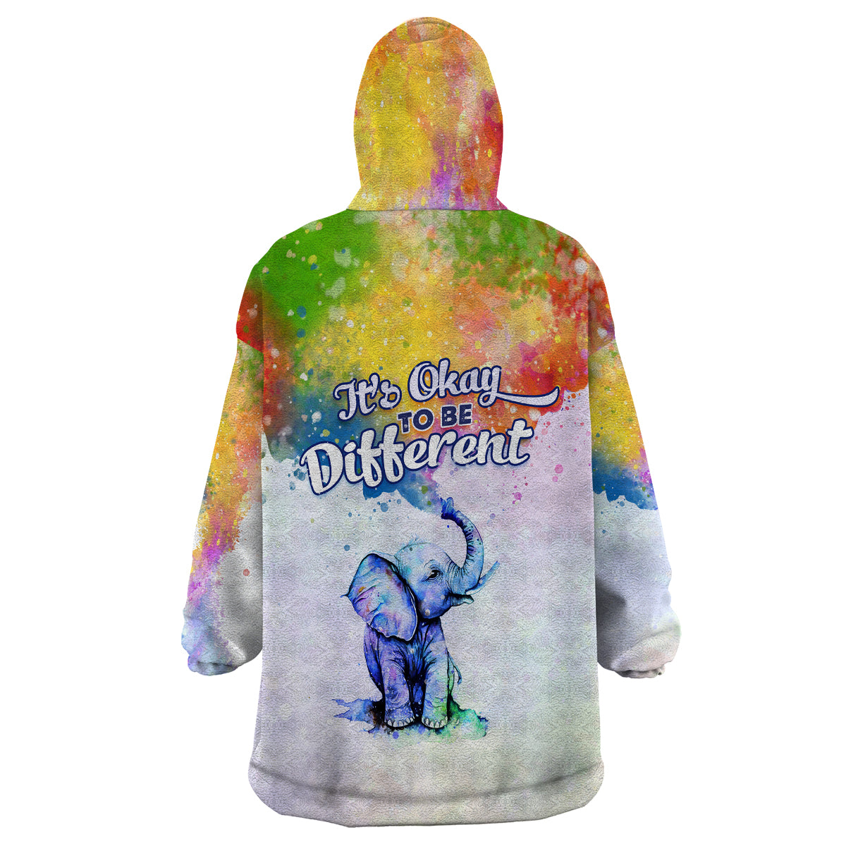 Autism Elephant Watercolor Style - It's Okay To Be Different Wearable Blanket Hoodie TS07 - Wonder Print Shop
