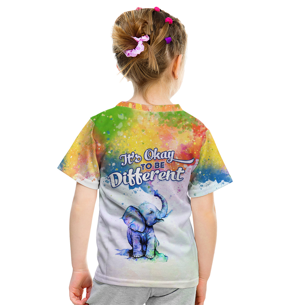 Autism Elephant Watercolor Style - It's Okay To Be Different Kid T Shirt TS07 - Wonder Print Shop