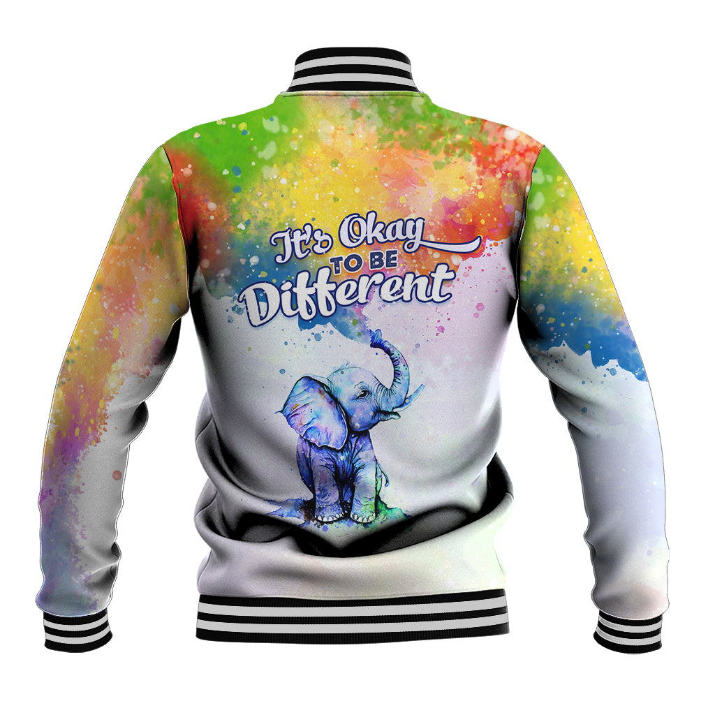 Autism Elephant Watercolor Style - It's Okay To Be Different Baseball Jacket TS07 - Wonder Print Shop