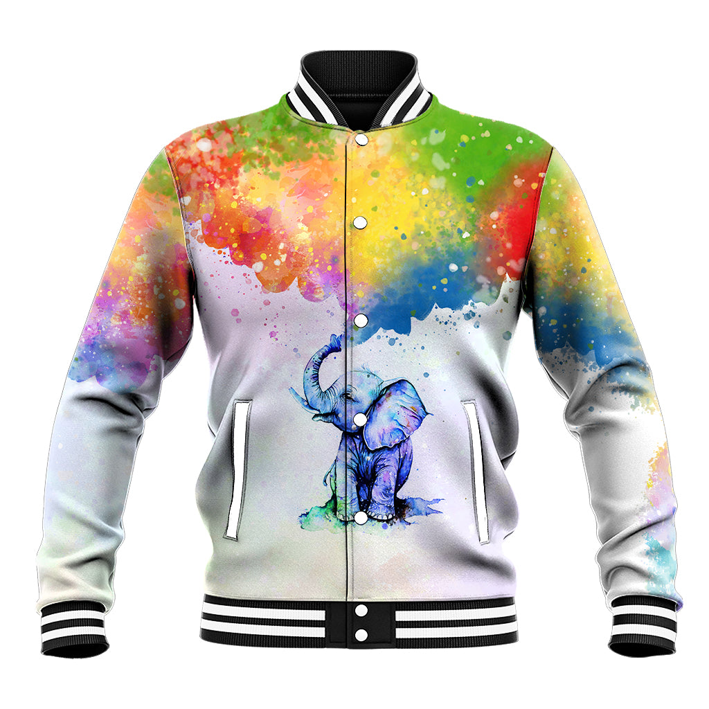 Autism Elephant Watercolor Style - It's Okay To Be Different Baseball Jacket TS07 - Wonder Print Shop