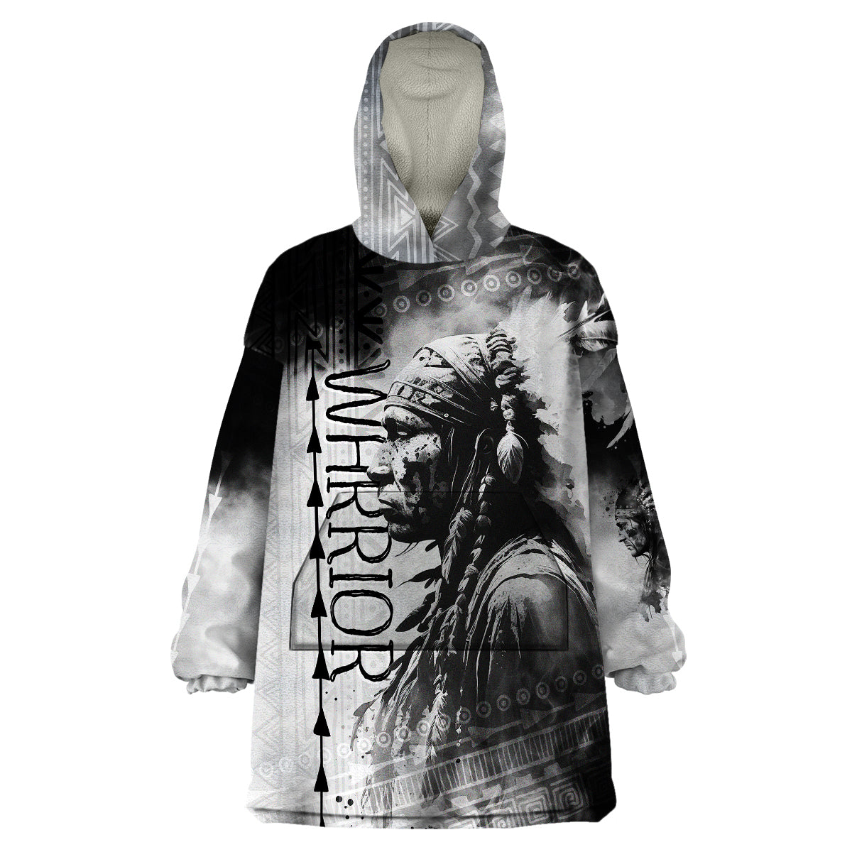 Native American Chiefs Headdress Warriors Smoking Style Wearable Blanket Hoodie - Wonder Print Shop