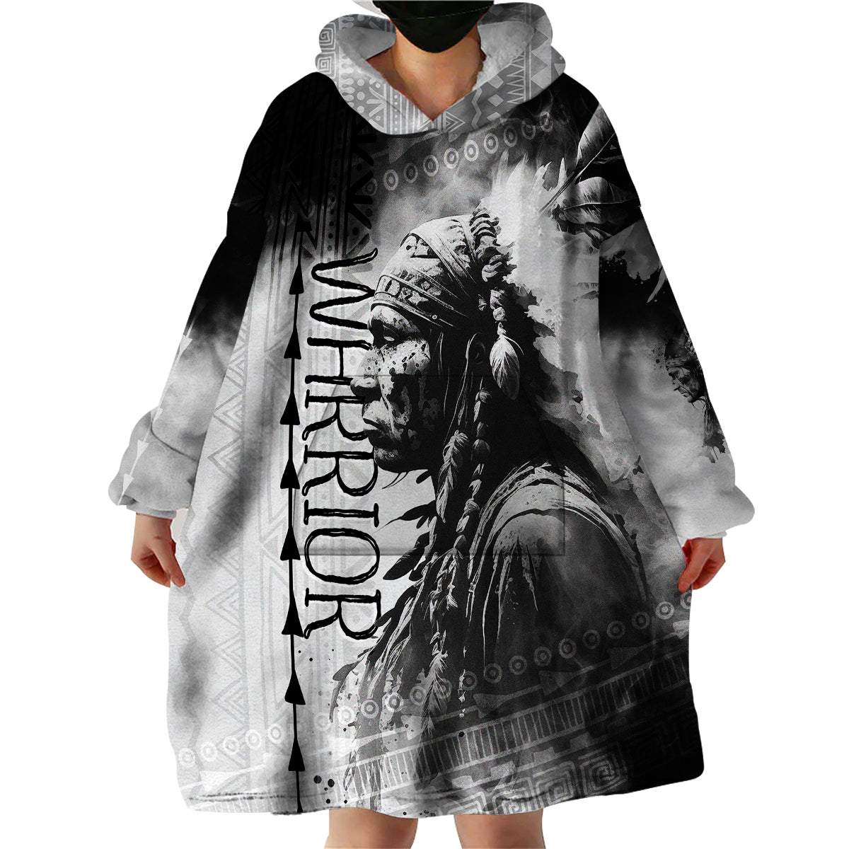 Native American Chiefs Headdress Warriors Smoking Style Wearable Blanket Hoodie - Wonder Print Shop