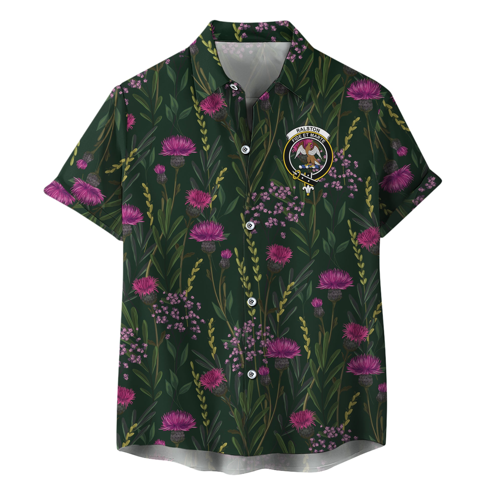 scottish-ralston-clan-crest-thistle-hawaiian-shirt