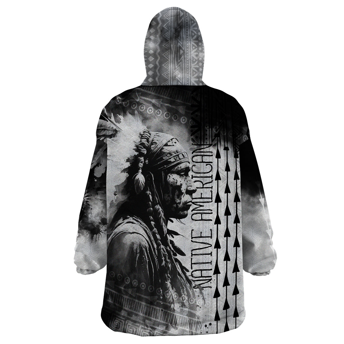 Native American Chiefs Headdress Warriors Smoking Style Wearable Blanket Hoodie - Wonder Print Shop