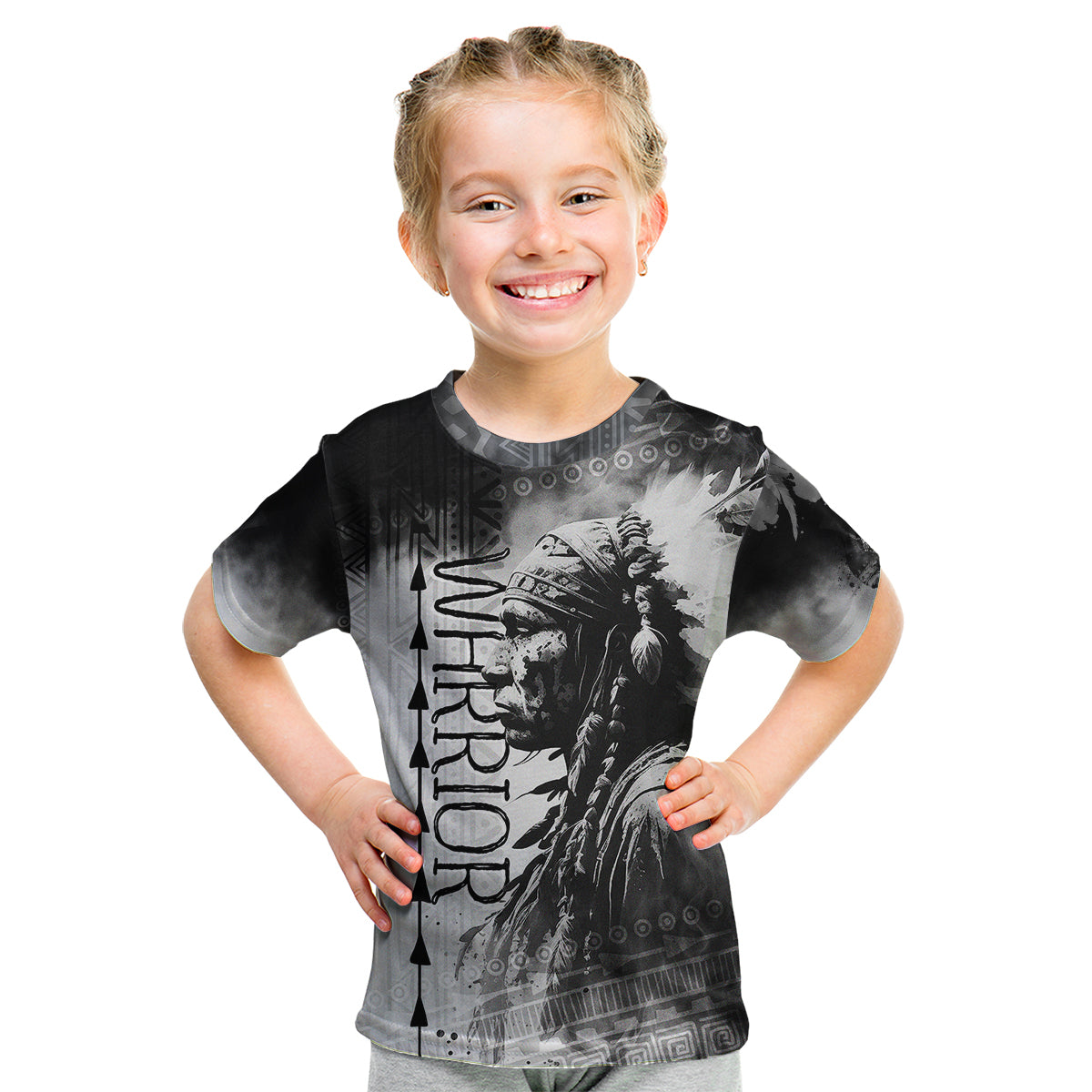 Native American Chiefs Headdress Warriors Smoking Style Kid T Shirt - Wonder Print Shop