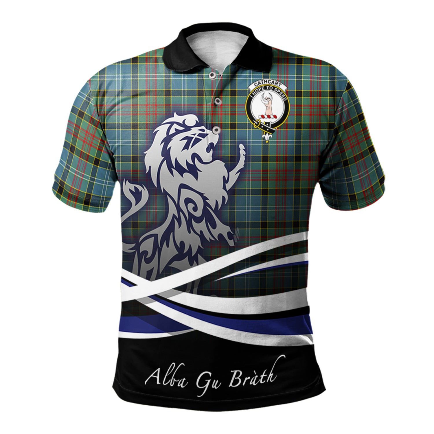 scottish-cathcart-clan-crest-scotland-lion-tartan-polo-shirt