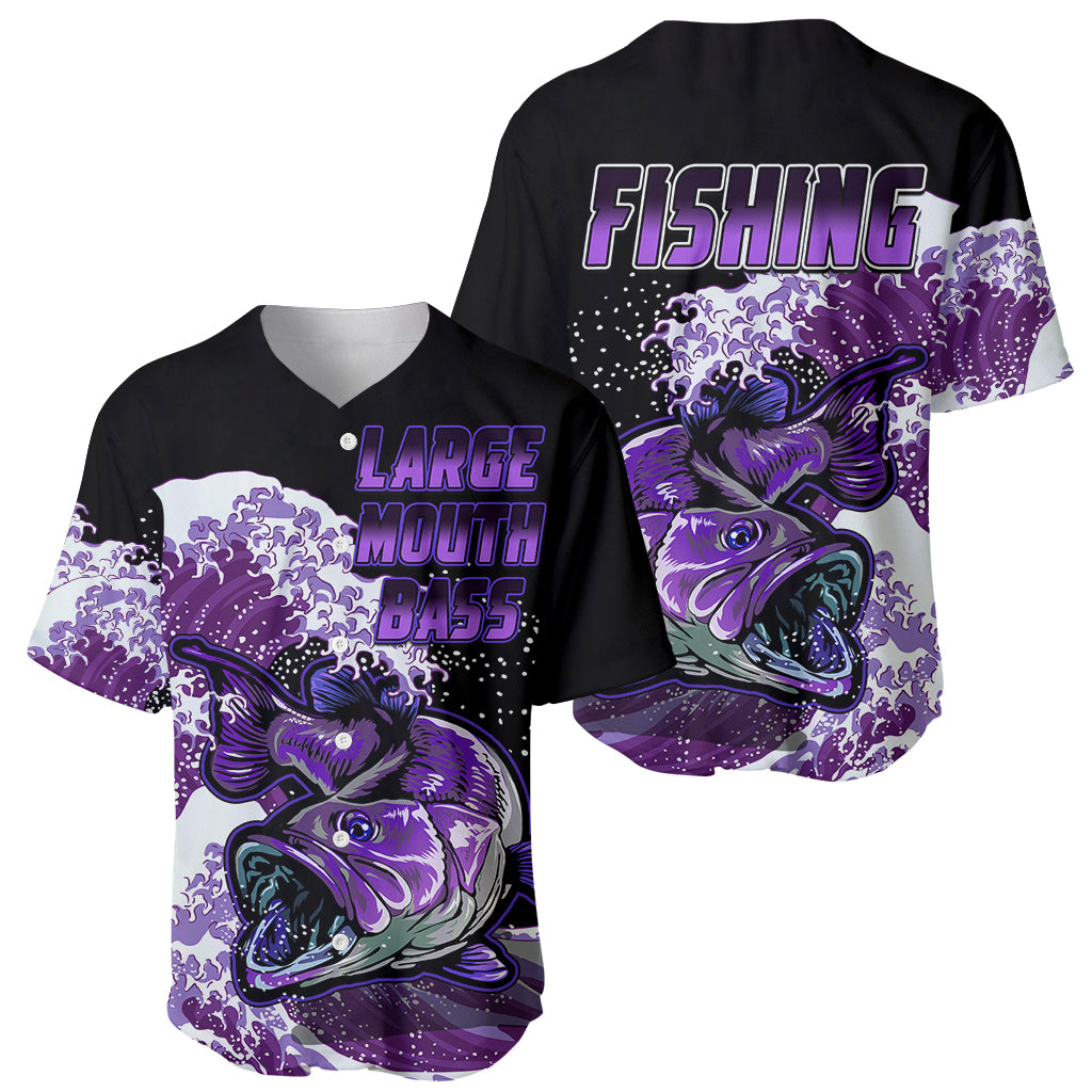 Largemouth Bass Fishing Purple Baseball Jersey LT9 - Wonder Print Shop
