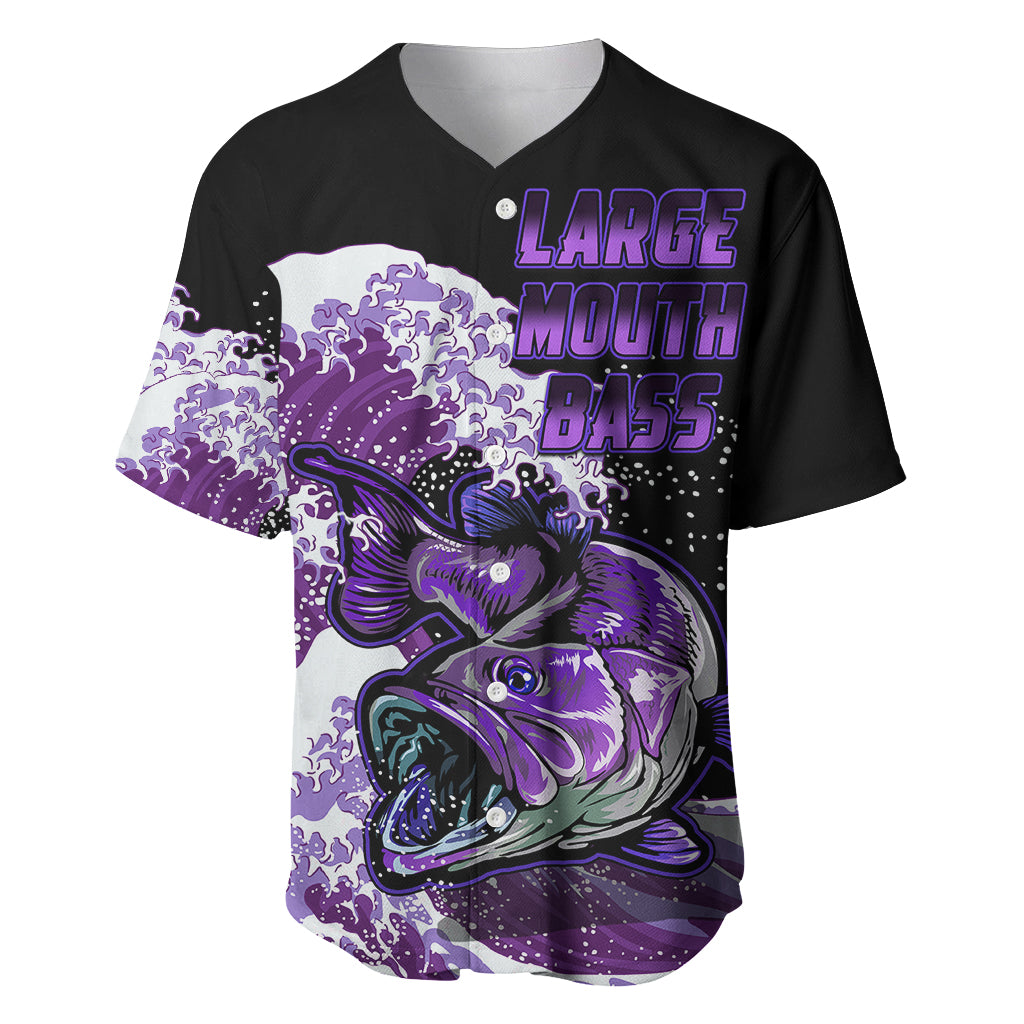 Largemouth Bass Fishing Purple Baseball Jersey LT9 - Wonder Print Shop