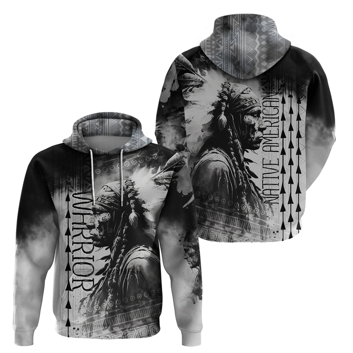 Native American Chiefs Headdress Warriors Smoking Style Hoodie - Wonder Print Shop