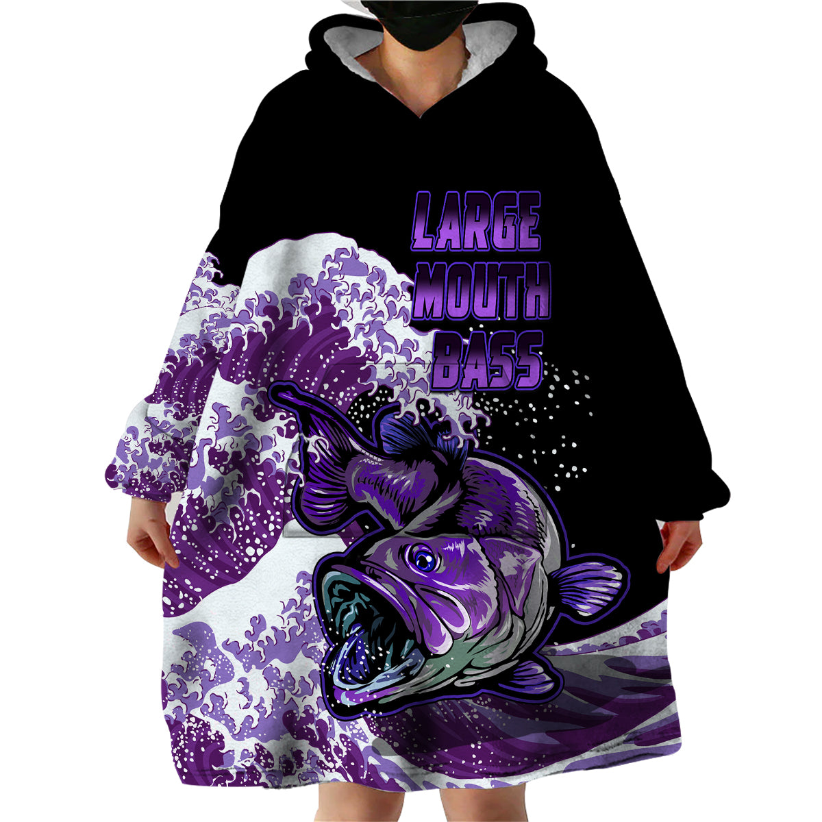 Largemouth Bass Fishing Purple Wearable Blanket Hoodie - Wonder Print Shop