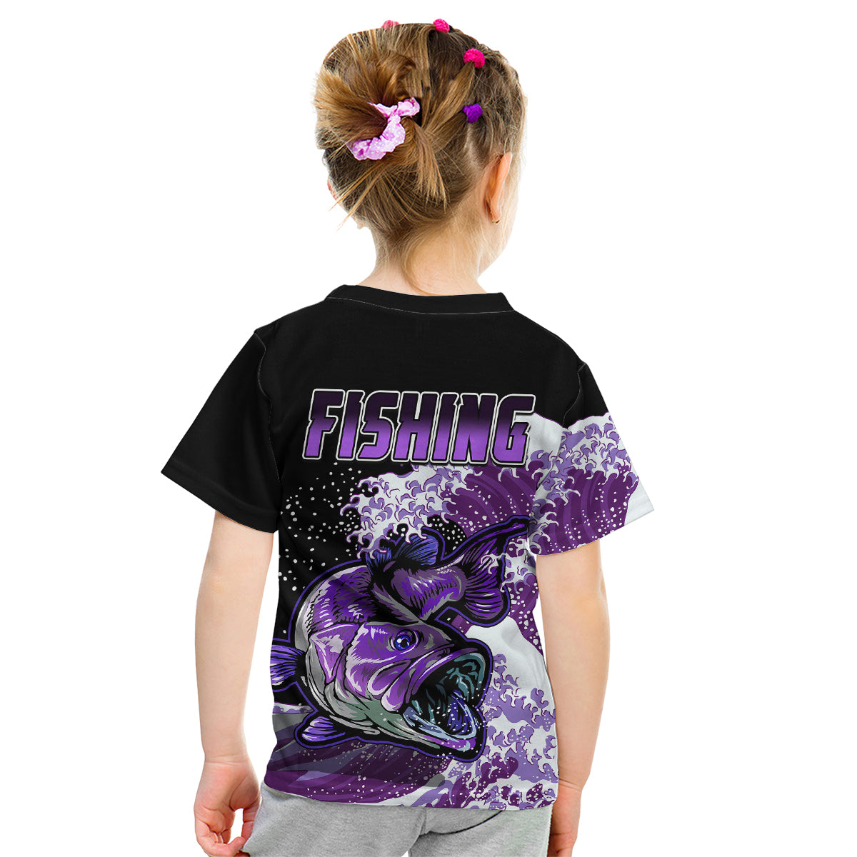 Largemouth Bass Fishing Purple Kid T Shirt - Wonder Print Shop