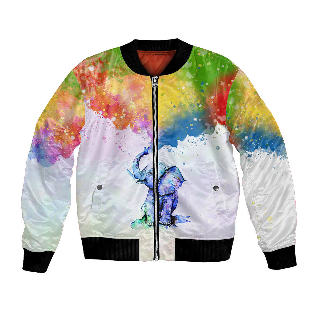 Autism Elephant Watercolor Style - It's Okay To Be Different Bomber Jacket TS07 - Wonder Print Shop