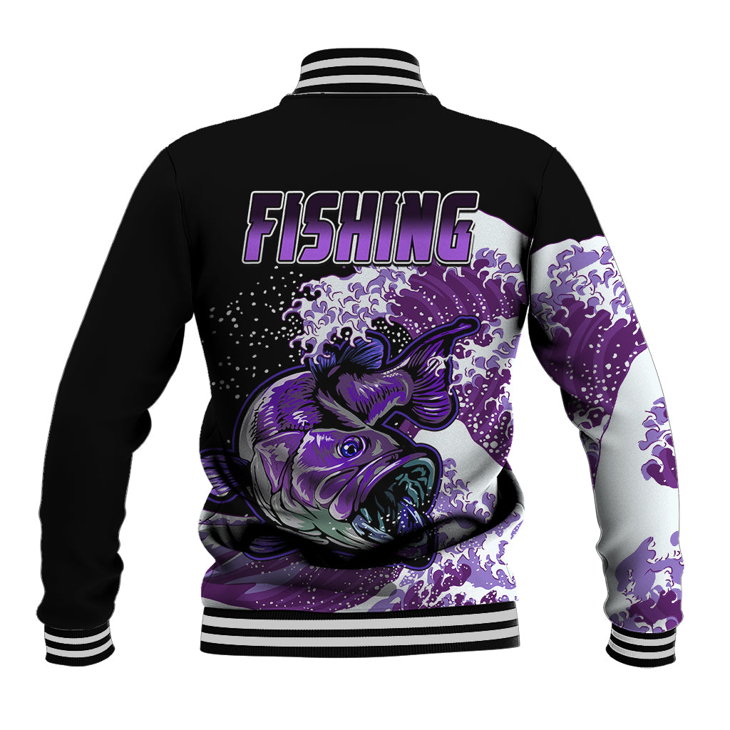 Largemouth Bass Fishing Purple Baseball Jacket LT9 - Wonder Print Shop